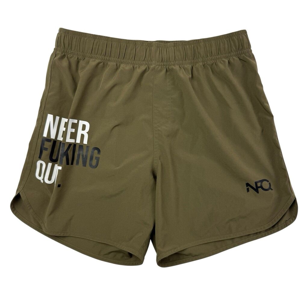NFQ Unlined Running Shorts Men Medium Army Green Drawstring Athletic 5" Inseam